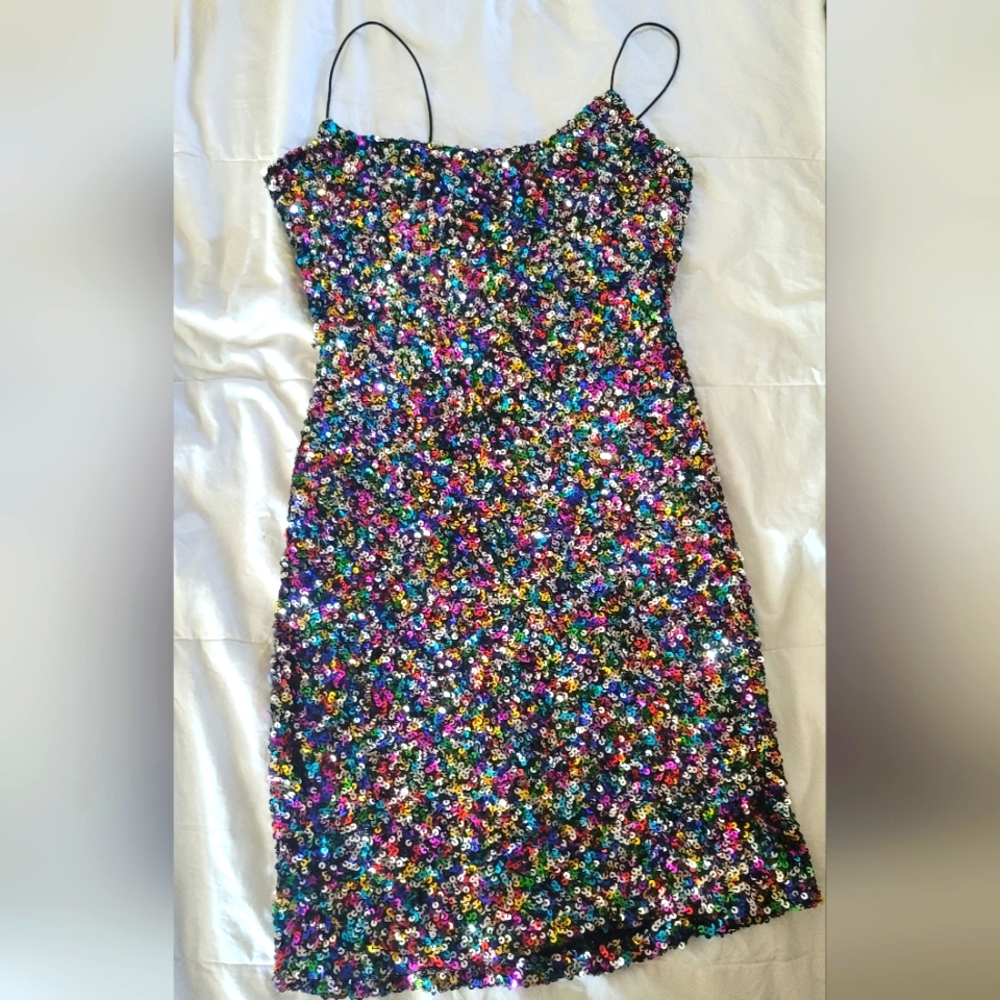 New B Smart Colorful Sequin Dress